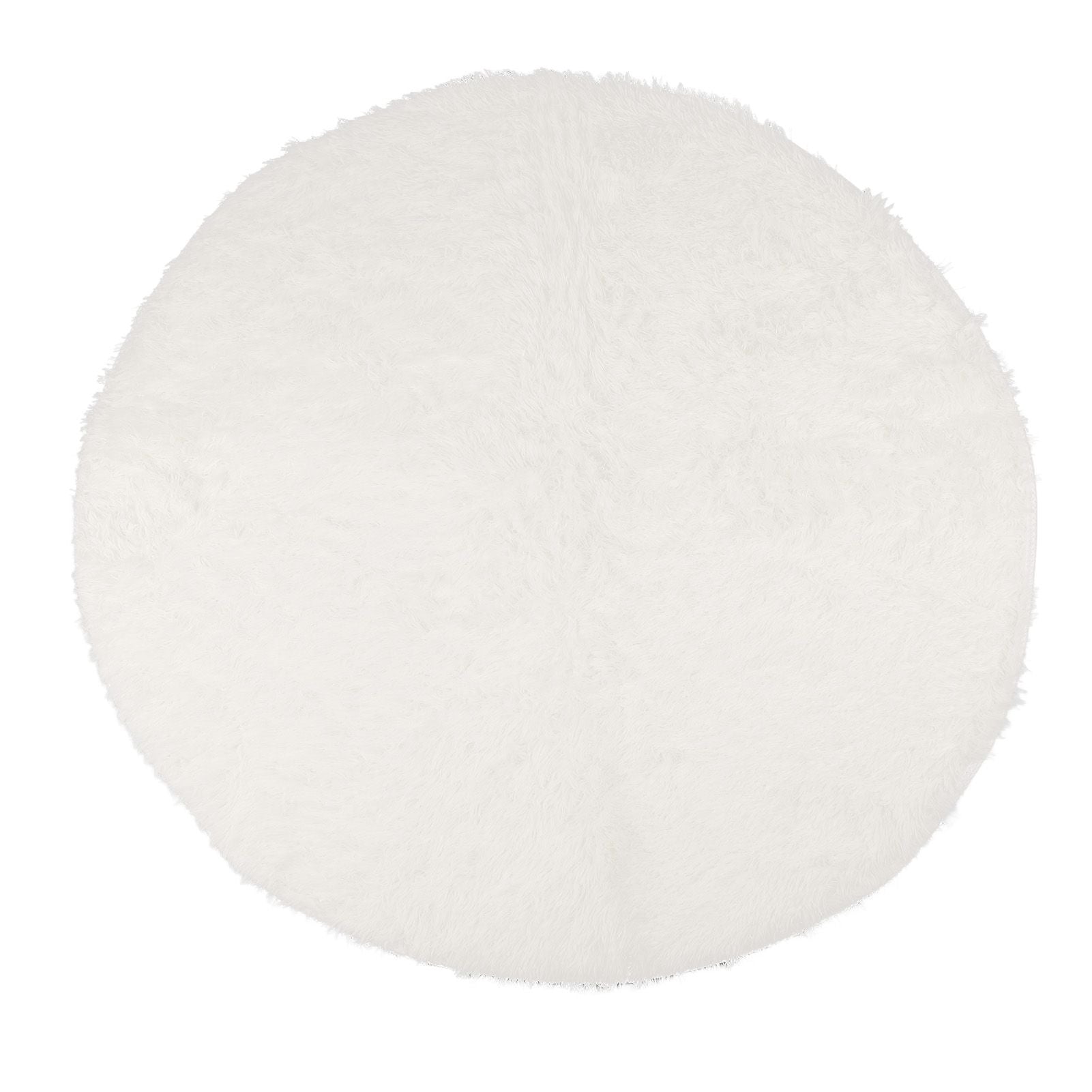 Round Plush Carpet Super Soft Fluffy Carpets Anti Skid Fuzzy Rug Modern Plush Area Rugs for Living Room Bedroom White