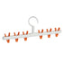 Plastic Sock Clips Drying Rack 6 Clips Prevent Tangle 360 Degree Rotatable Multifunctional Laundry Hanger for Home White Orange