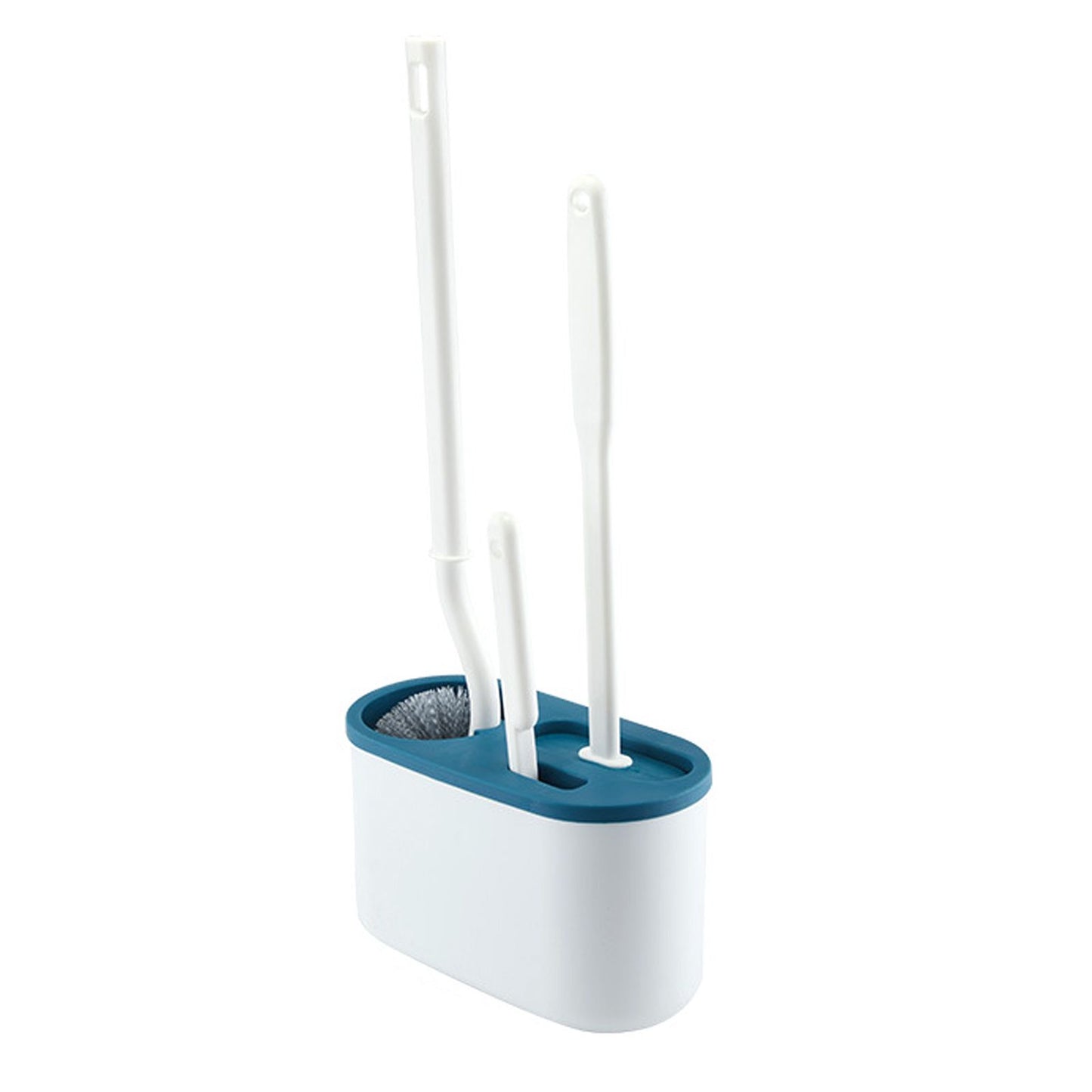 4 Pieces Toilet Bowl Brush Set Punch Free Wall Mounted Toilet Brush Holder with 3 Brush for Bathroom Blue