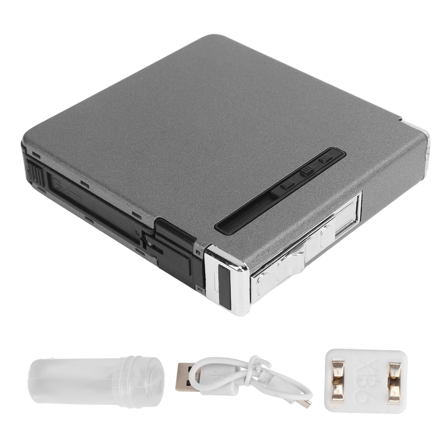 20 Regular Cigarettes Case Box USB Rechargeable Cigarette Case with Lighter for Men Women Ideal Gift for Smoker Gray Matte