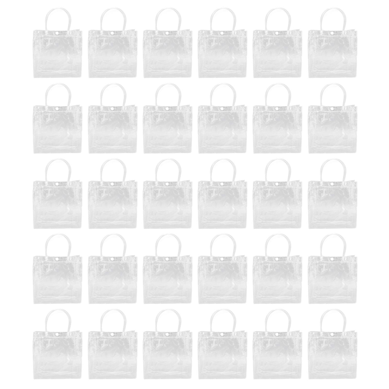 30Pcs Clear PVC Plastic Gift Bags with Handles Reusable Plastic Gift Wrap Tote Bags for Shopping Retail Goodies Business Boutique Wedding Birthday Party 20x20x8cm