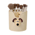 Desk Pencil Pen Holder 4 Compartments Large Capacity Cute School Supplies Makeup Brush Organizer Milky Yellow Dog Head
