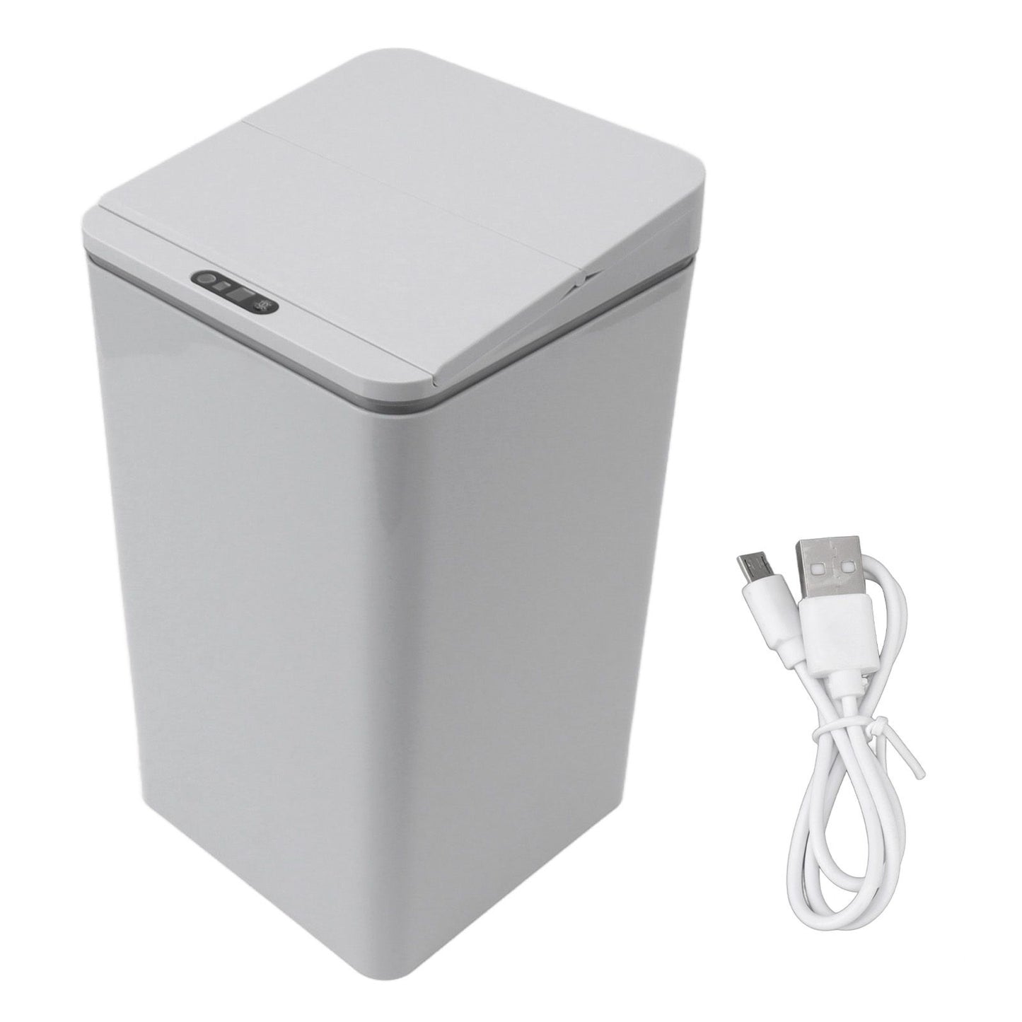 Desktop Sensor Trash Can USB Charging Foldable Lid 9L Intelligent Induction Garbage Bin for Bedroom Bathroom Office Grey