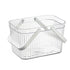 Bath Organizer Basket Stylish Clear Stripe Large Capacity Shower Storage Organizer with Handle for Bathroom White
