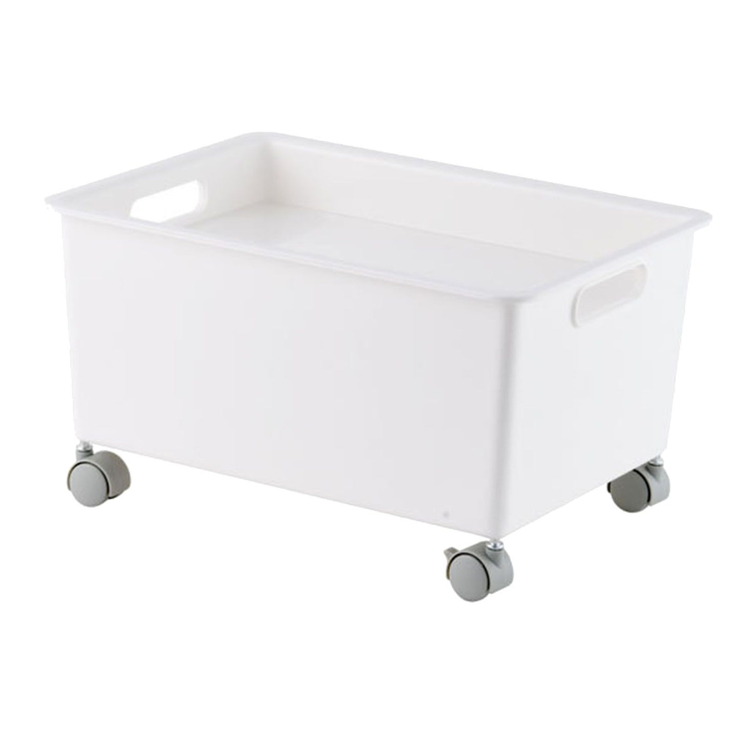 Storage Basket Roller Basket Premium PP Sturdy Portable Movable Easy Storage Large Capacity Organizer Box for Books Clothes Shoes White