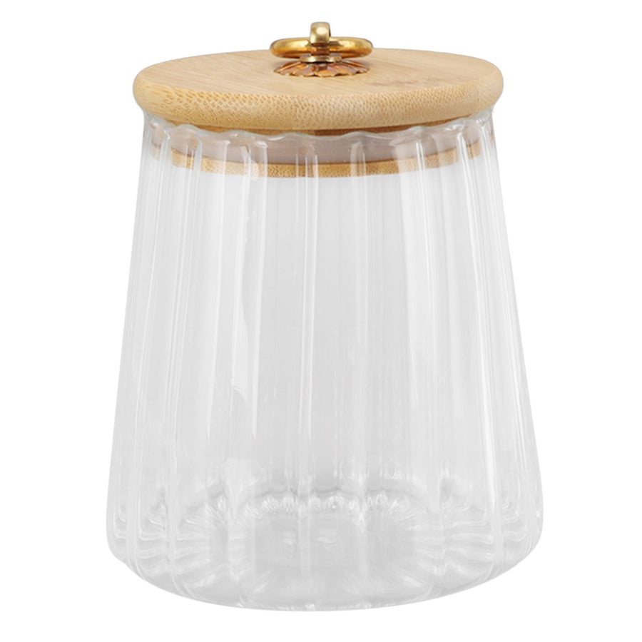 580ml Glass Tea Canister Transparent Food Storage Containers Jars with Airtight Bamboo Lid for Kitchen Counter