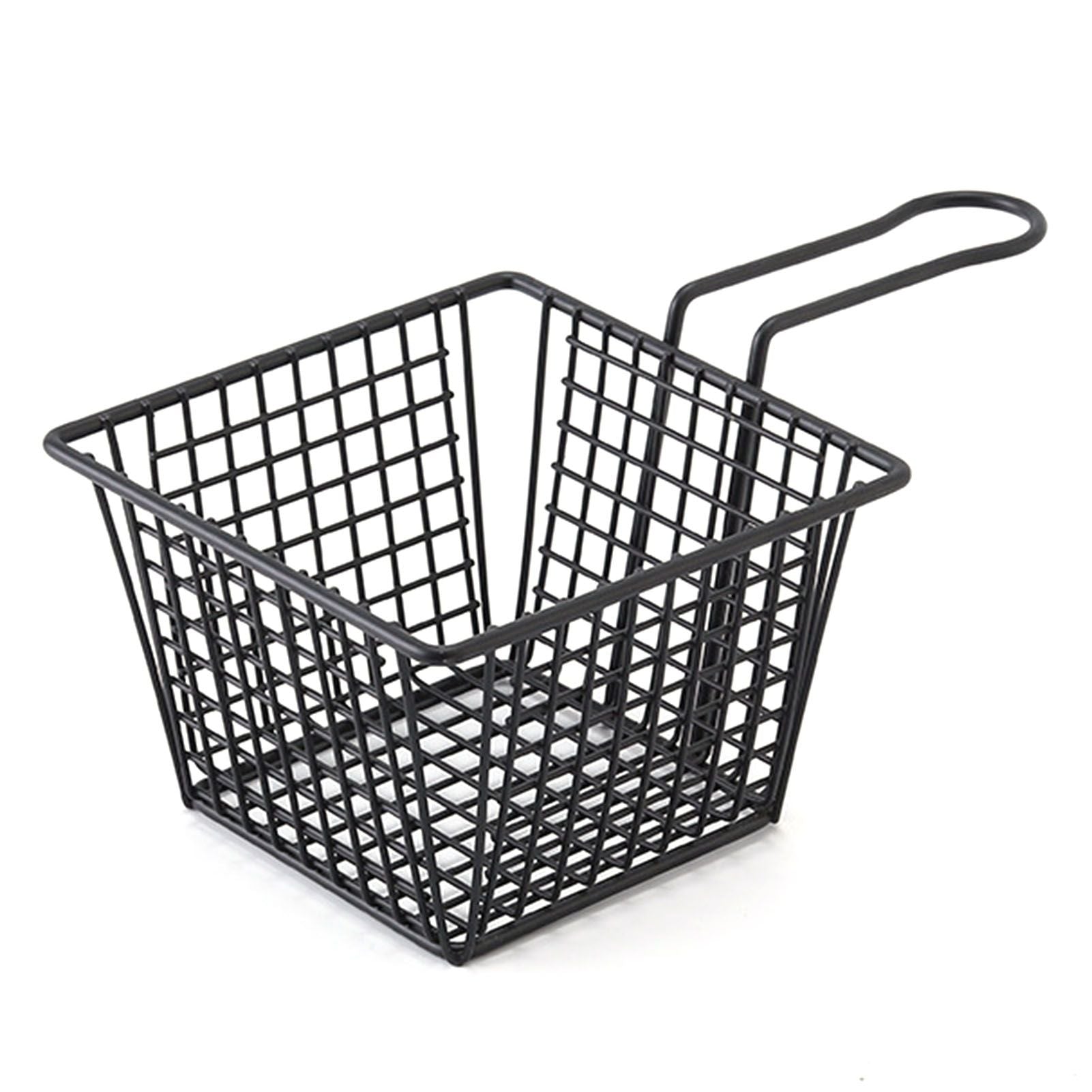 Fryer Basket Iron French Fry Holder Frying Strainer with Handle for Restaurant Home Black