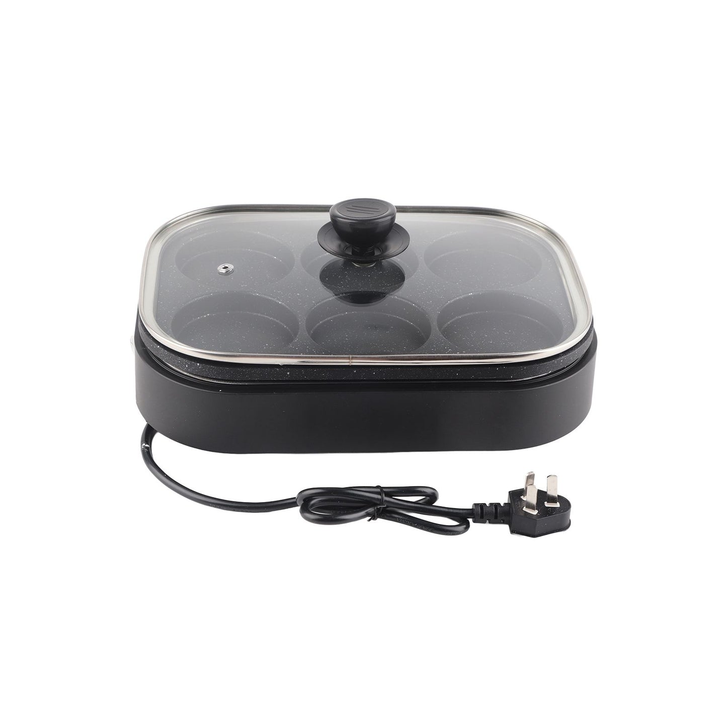 6 Hole Egg Frying Pan Nonstick Breakfast Pot Multifunctional Breakfast Maker Hamburger Machine With Pot Cover