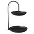 2 Tier Iron Fruit Serving Tray Waterproof Multi Tier Storage Platter for Coffee Table Party Black