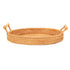 Hand Woven Round Rattan Serving Tray Bread Fruit Dessert Snack Basket with Handles Diameter 24cm Height 3cm
