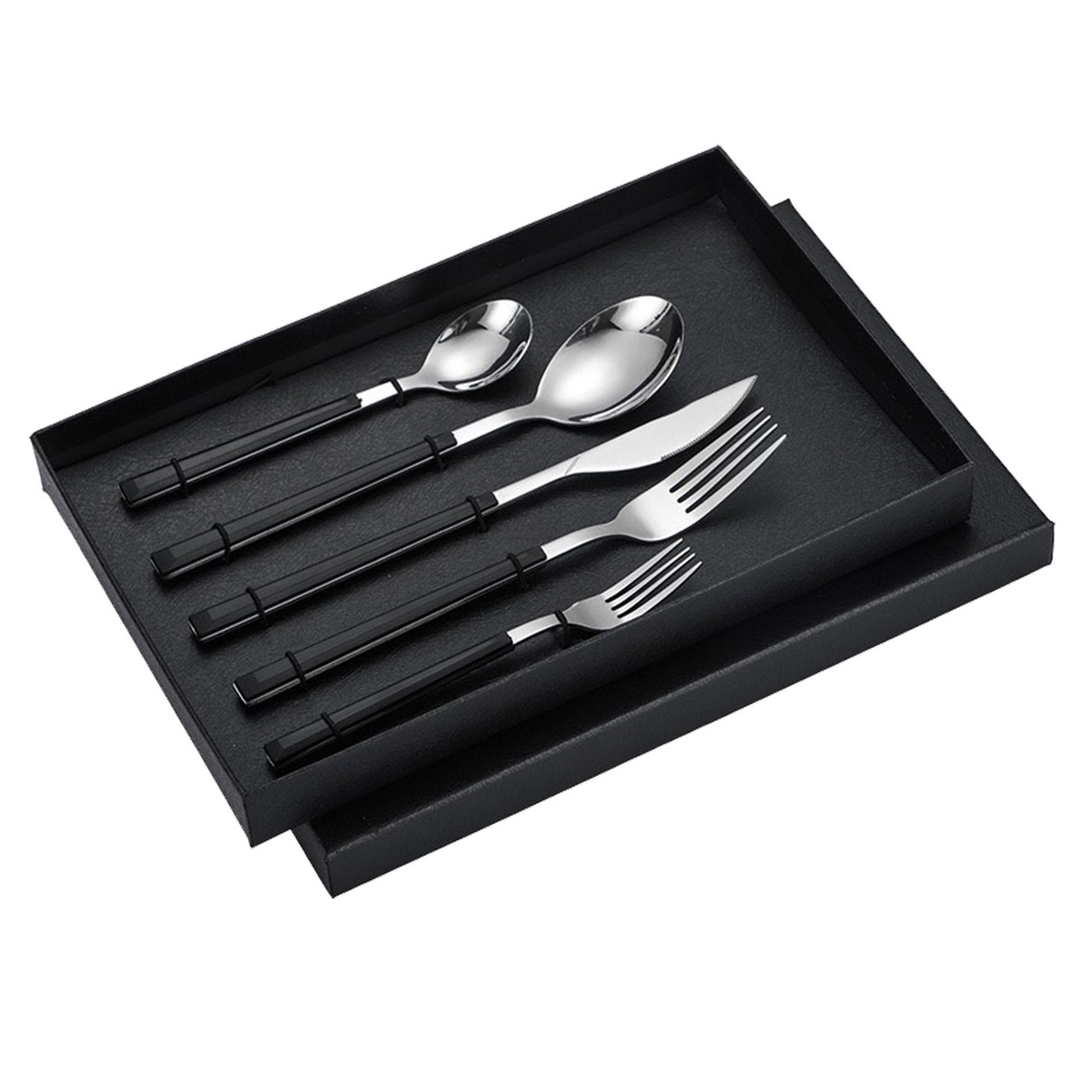 Tableware Cutlery Set Stainless Steel Dinner Knives Forks Spoons Eating Utensils High Hardness Flatware Set Black Handle