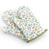 1 Pair Oven Gloves Non Slip Flower Grass Pattern Heat Resistant Microwave Mitts for Cooking Kitchen