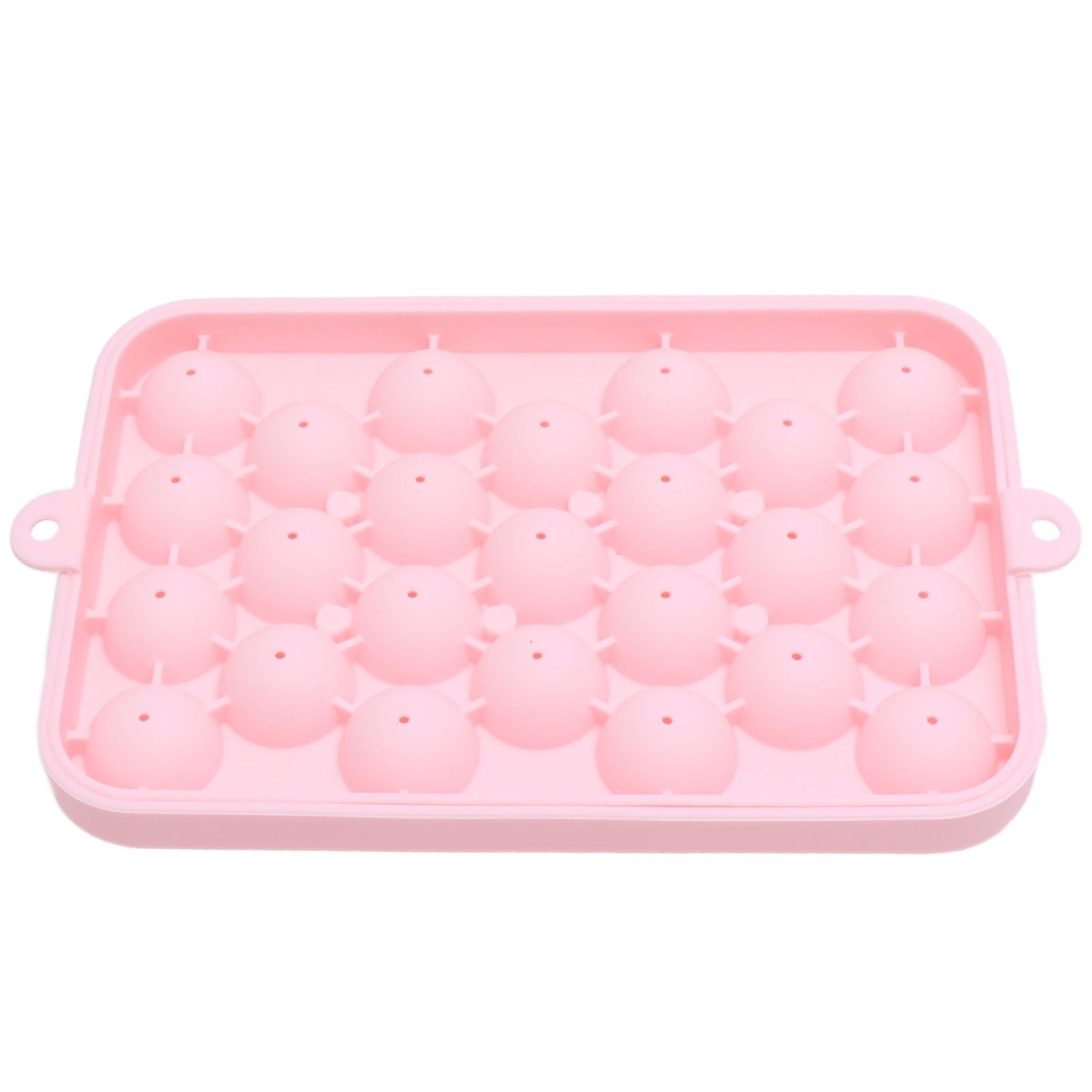 25 Grid Ice Cube Tray Easy Release Silicone Ice Ball Maker Mold Mini Round Ice Sphere Tray with Lid Pink