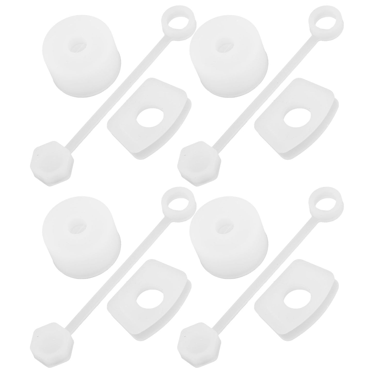 4 Set Silicone Spill Proof Stopper Set Tumbler Accessories Including Straw Cover Cap Square Leak Stopper Round Lid Stopper Plug Transparent White