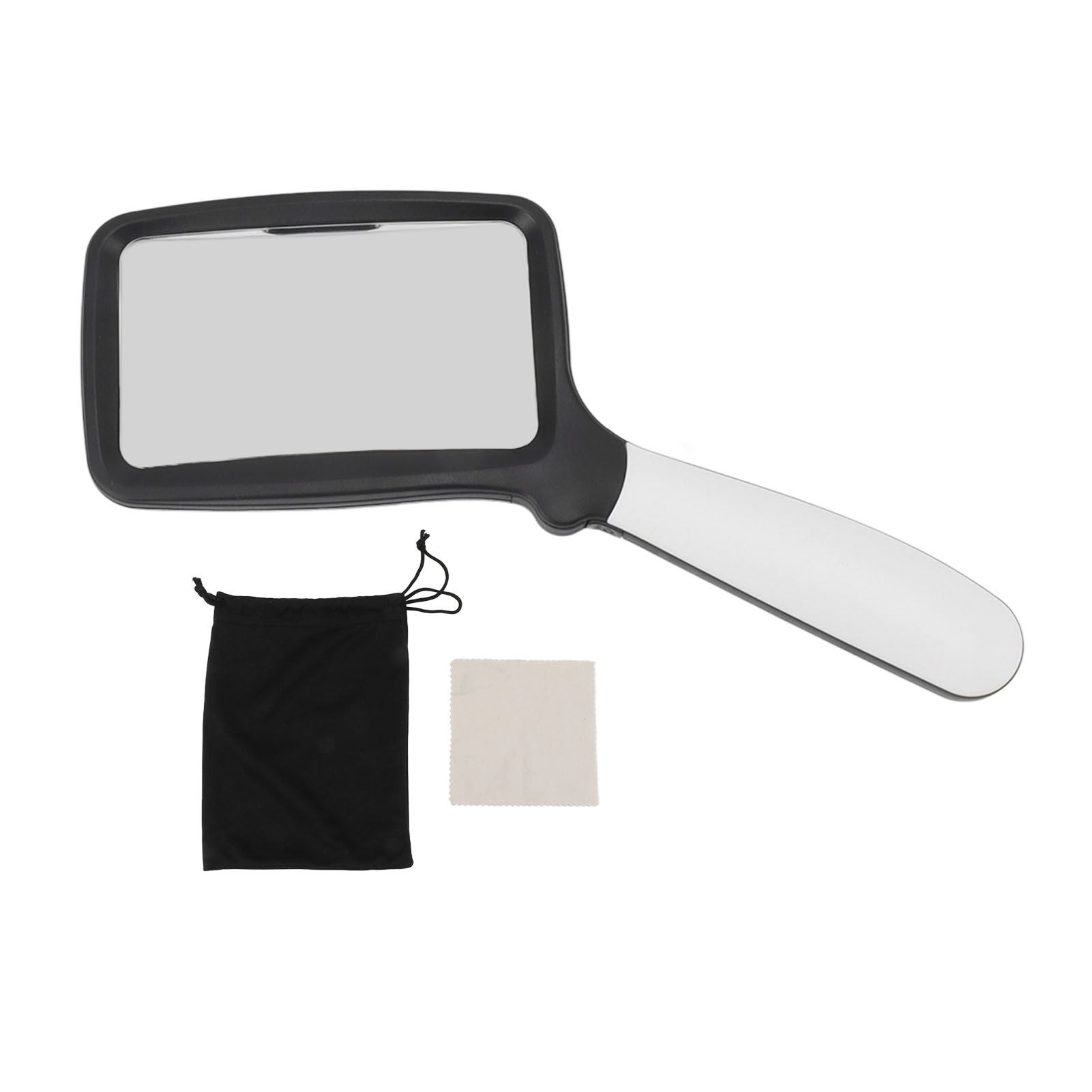 Folding Handheld Magnifying Glass with Light 5 LEDs 3X Large Rectangle Reading Magnifier with Dimmable LED for Seniors