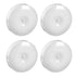 4Pcs Motion Sensor Night Light Rechargeable LED Lamp Auto On Off Warm White Lighting for Home