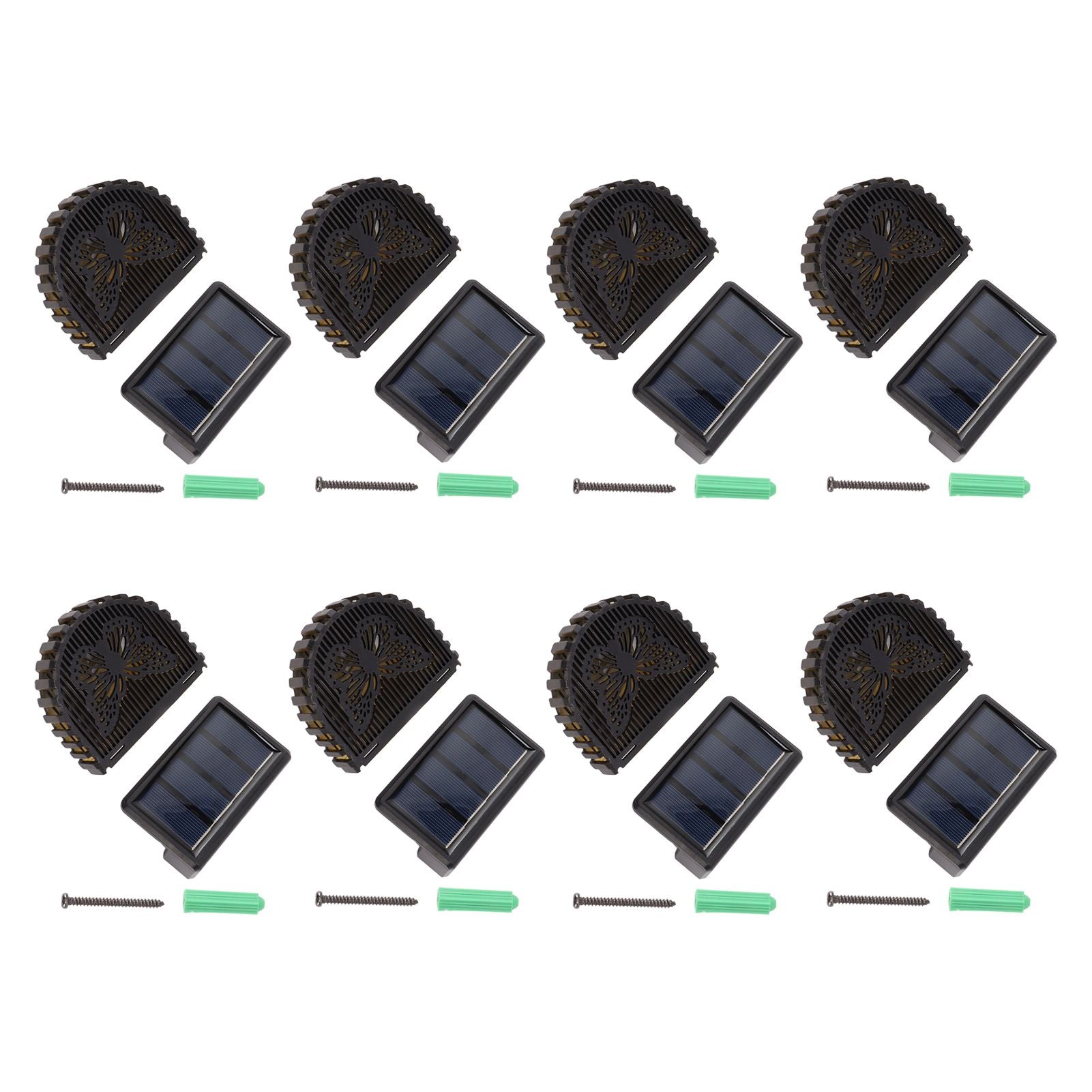 8 Sets Solar Panel Lamp LED Decorative Wall Light for Outdoor Courtyard Terrace Built in Battery