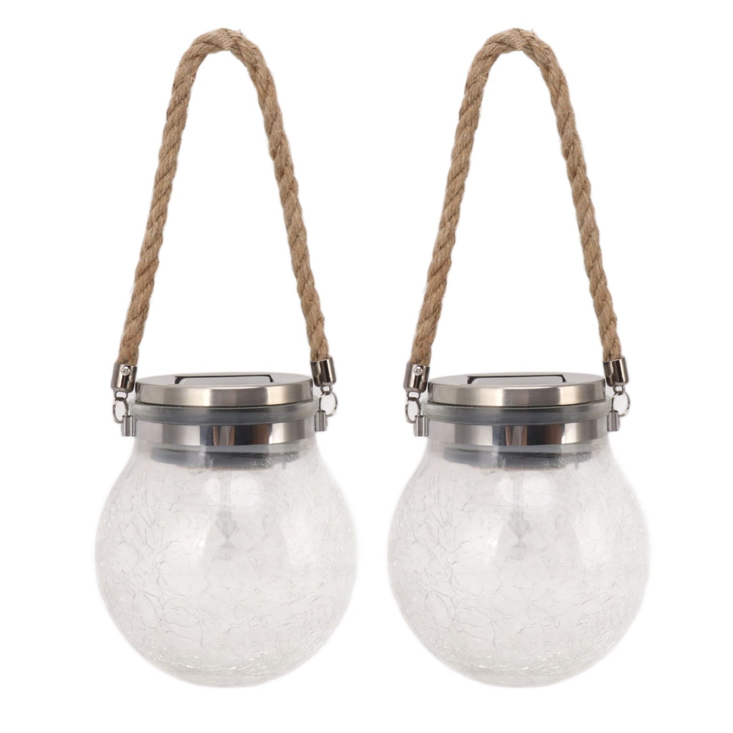 2Pcs Solar Glass Ball Waterproof Automatic LED Rotating Cracked Lantern Light for Lawn Terrace Outdoor