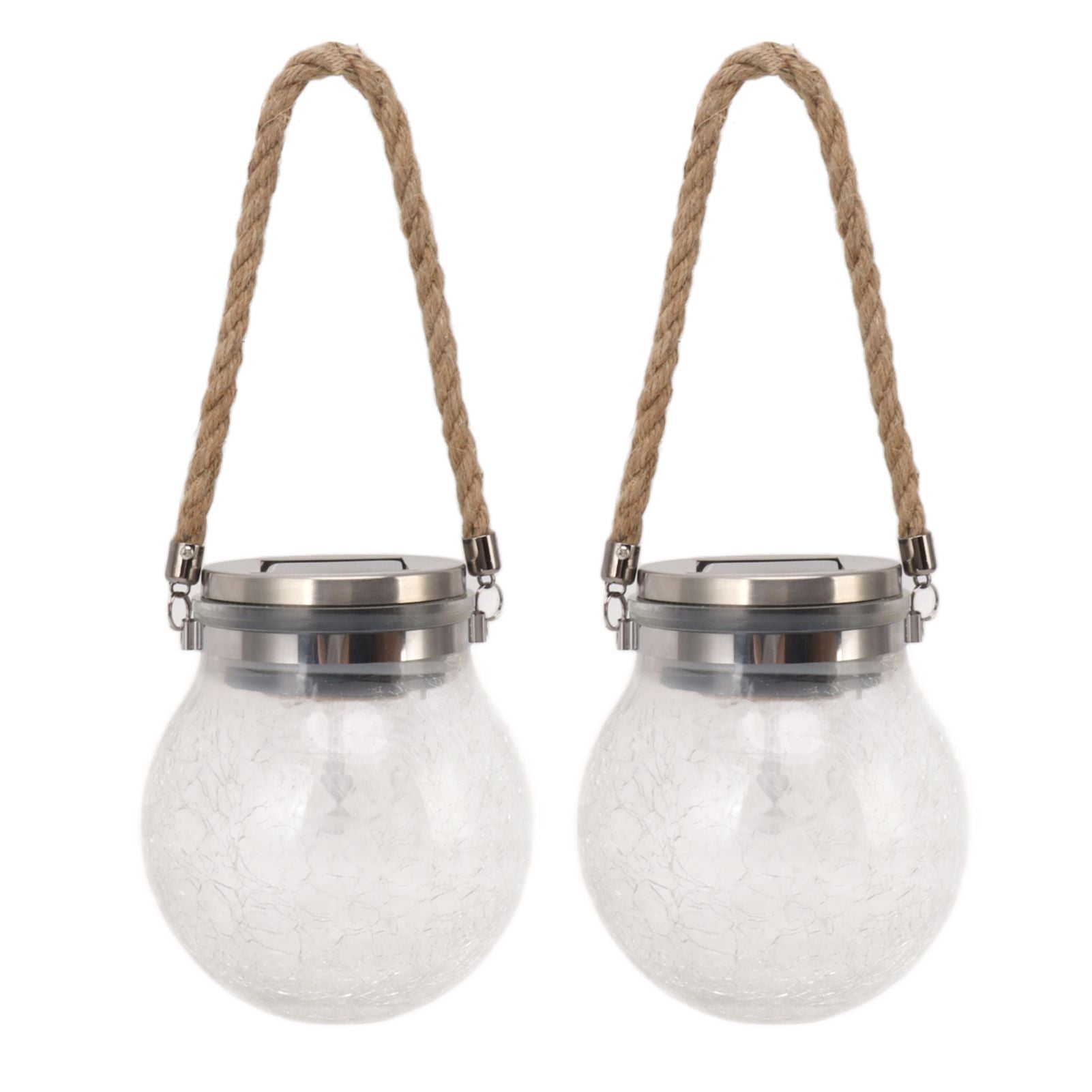 2Pcs Solar Glass Ball Waterproof Automatic LED Rotating Cracked Lantern Light for Lawn Terrace Outdoor