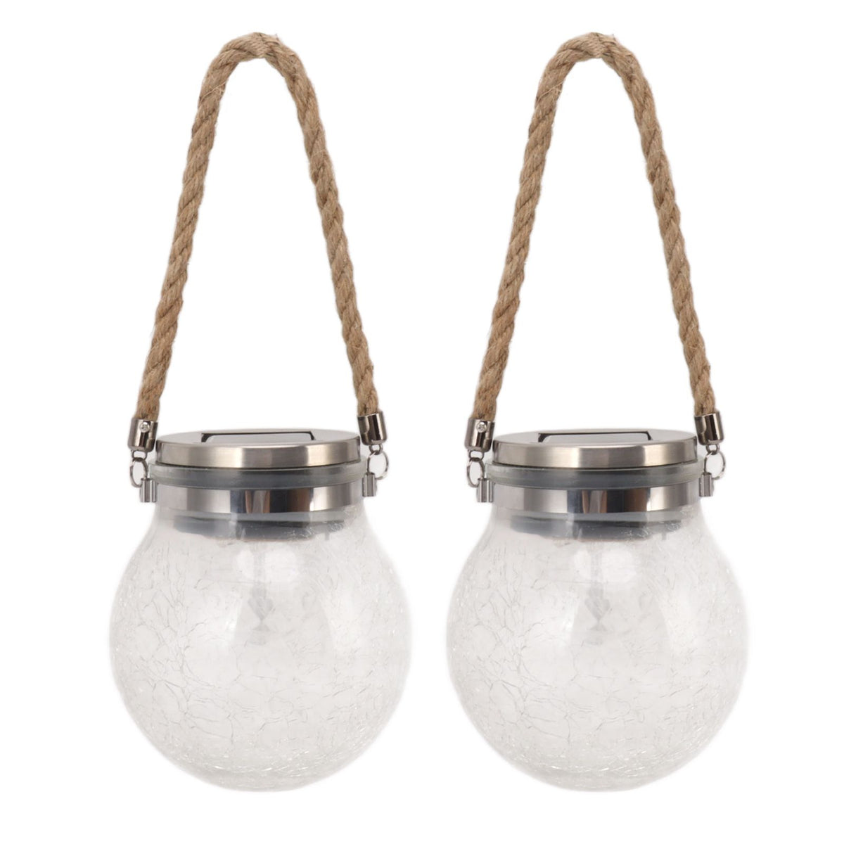 2Pcs Solar Glass Ball Waterproof Automatic LED Rotating Cracked Lantern Light for Lawn Terrace Outdoor