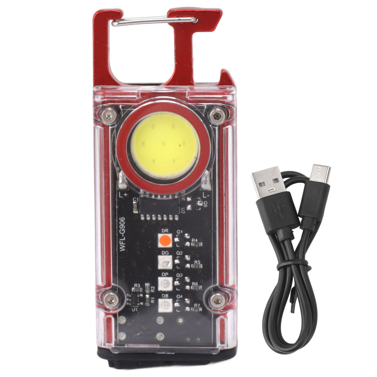 800LM COB Keychain Work Light Rechargeable Mini LED Flashlightht Outdoor Flashlight Bottle Opener Signal Light K45 Red
