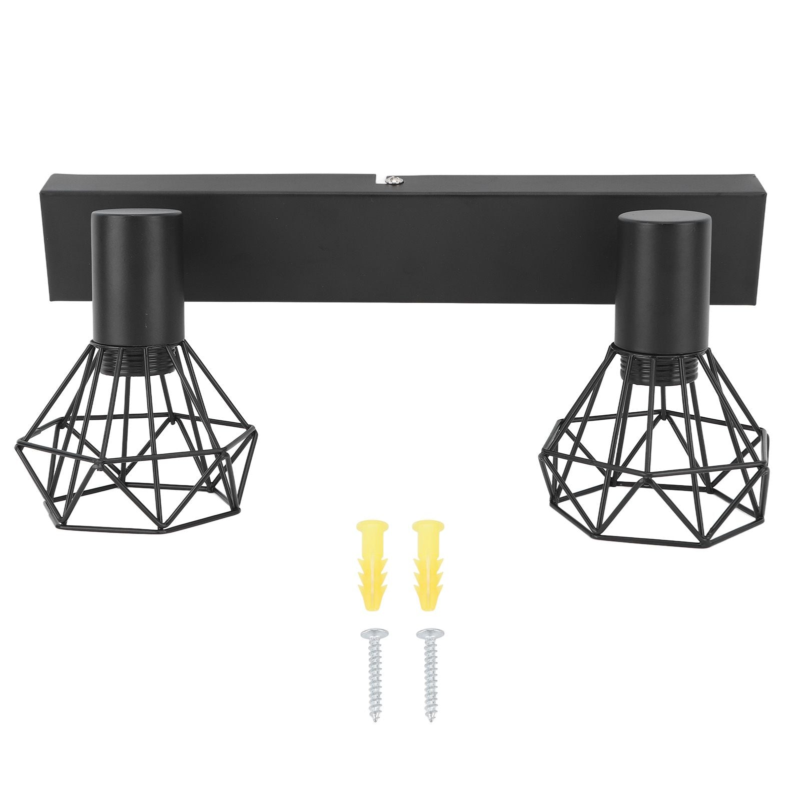 Ceiling Track Light Fixture E14 Lamp Holder Adjustable 2 Head Vintage Tracking Light Kit Hardwired Installation 85‑265V Black