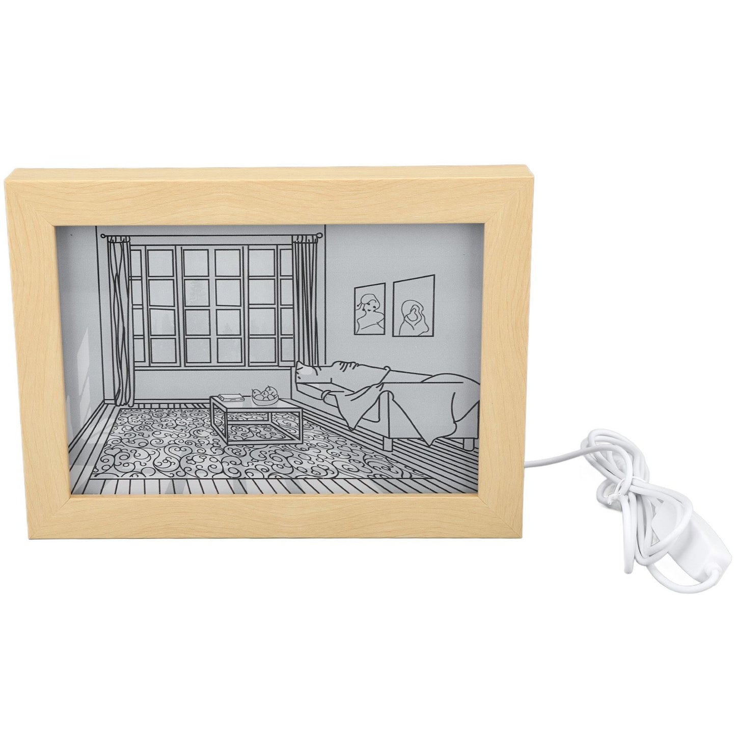 LED Light Painting USB Plug 3 Light Modes Brightness Adjustable LED Decorative Light Painting Bedside Picture S