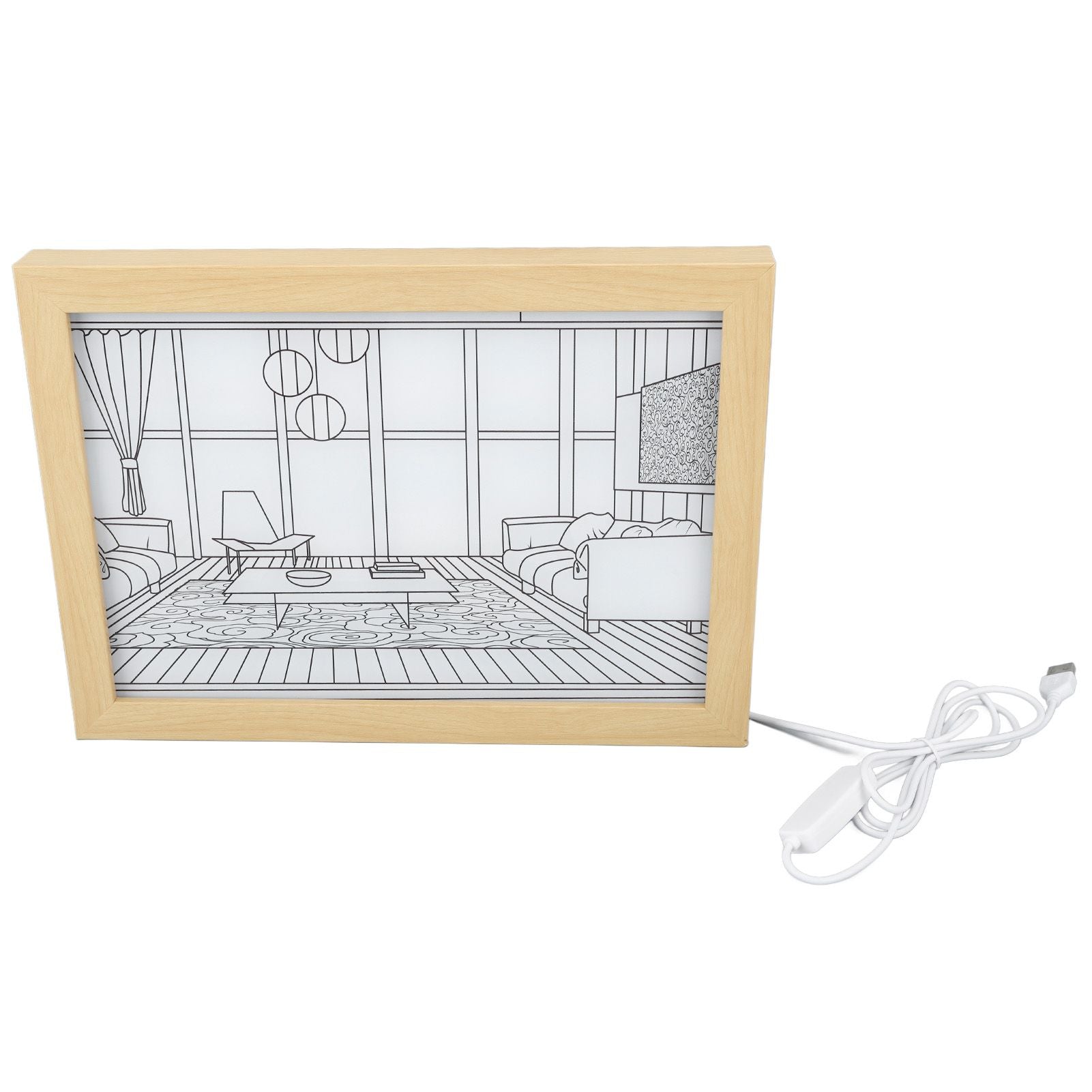 LED Decorative Light Painting USB Powered Japan Anime Style Seaside Modern Simulate Sunshine Drawing Night Light for Bedroom Living Room Office S