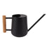 Watering Can 900ml Stainless Steel Long Spout Wooden Handle Elegant Flower Watering Pot for Garden Family Outdoor Black