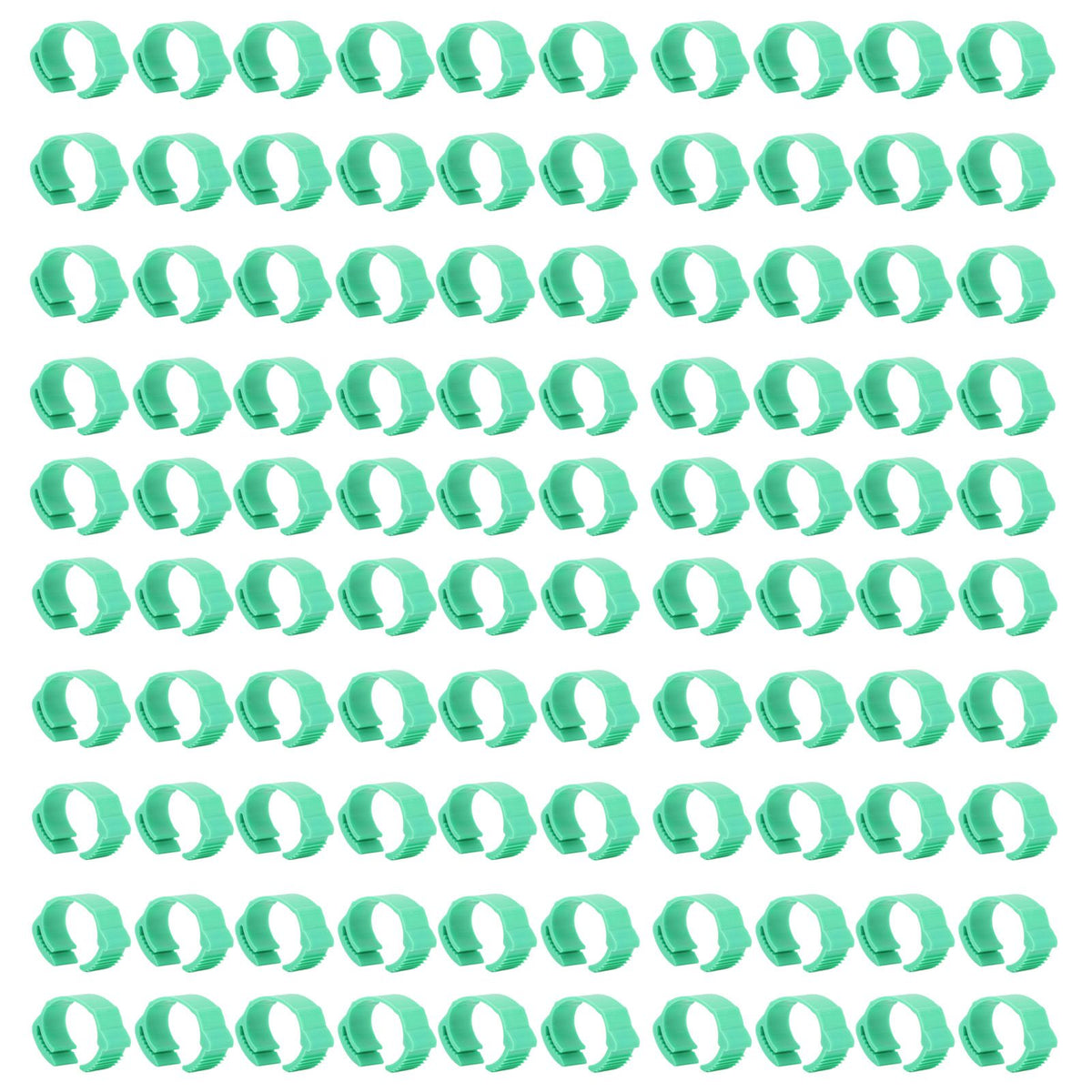 100pcs Chicken Identification Leg Bands Adjustable DIY Clip On Duck Bands for Geese Pigeons Green