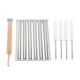 Detachable Stainless Steel Hot Dog Sausage Roller Rack Steamer With Extra Long Wood Handle 4 Skewers 6 Stick Design BBQ Tools S