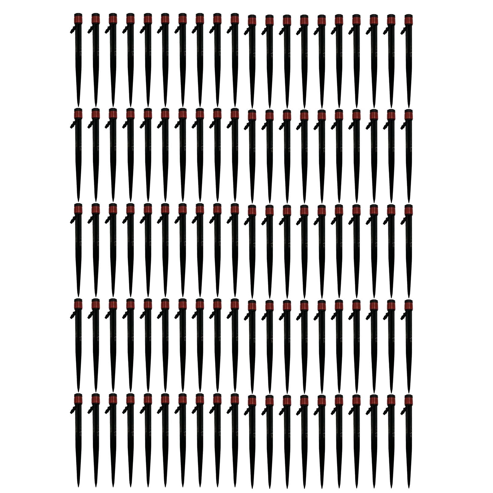 100pcs Drip Emitters 360 Degree Adjustable Water Flow Drippers Sprayer for Patio Lawn Bed Watering System 13cm / 5.1in Red