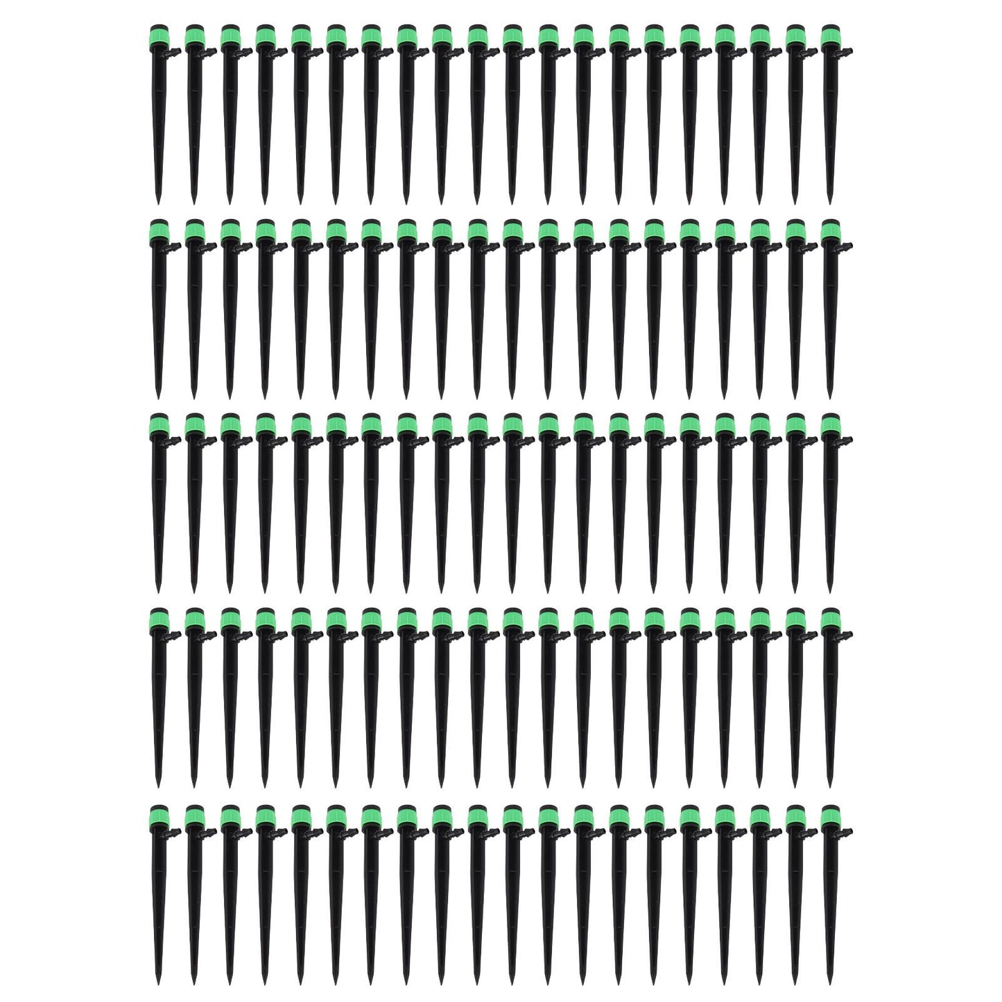 100pcs Drip Emitters 360 Degree Adjustable Water Flow Drippers Sprayer for Patio Lawn Bed Watering System 13cm / 5.1in Green