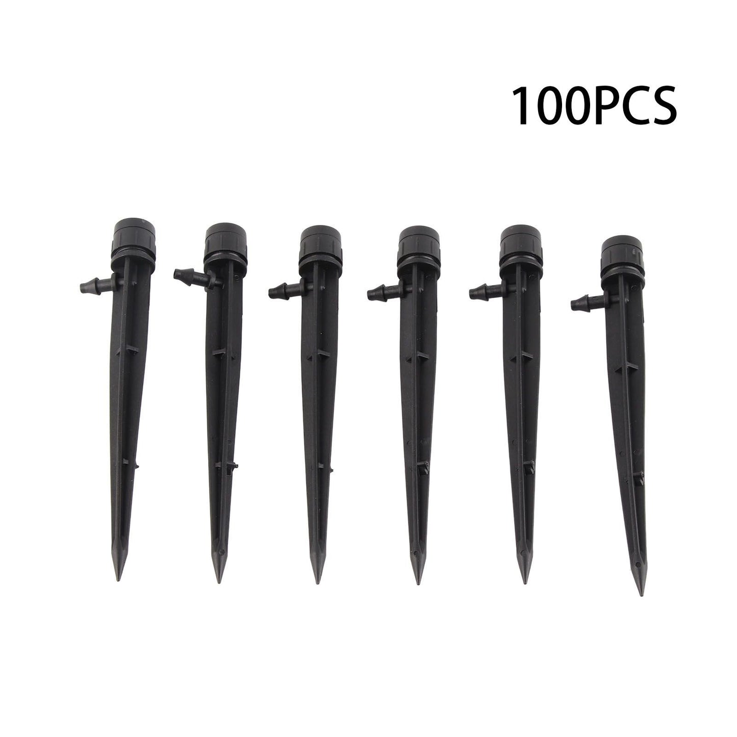 100pcs Drip Emitters 360 Degree Adjustable Water Flow Drippers Sprayer for Patio Lawn Bed Watering System 13cm / 5.1in Black
