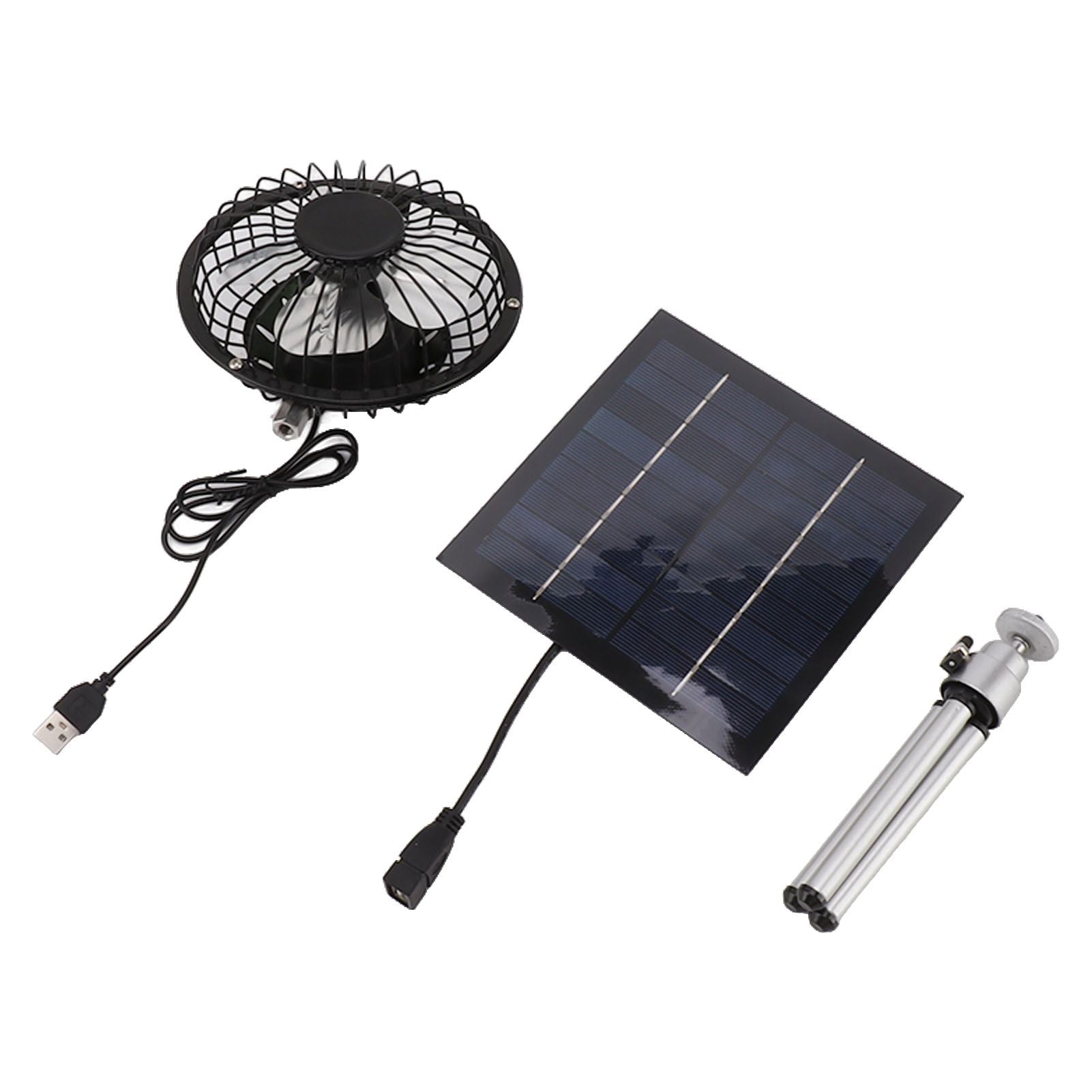 20W Solar Panel Fan Portable Solar Panel Powered USB Fan with Bracket for Camping Fishing Travel