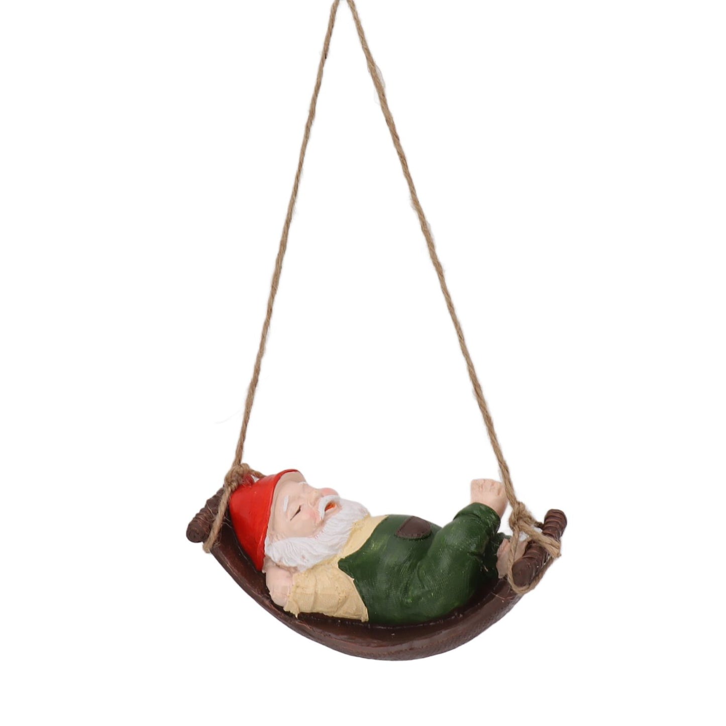 Dwarf Swing Sculpture Ornaments Resin and Twine Lovely 7.5in Resin Dwarf Swing Sculpture for Patio Lawn Porch Green
