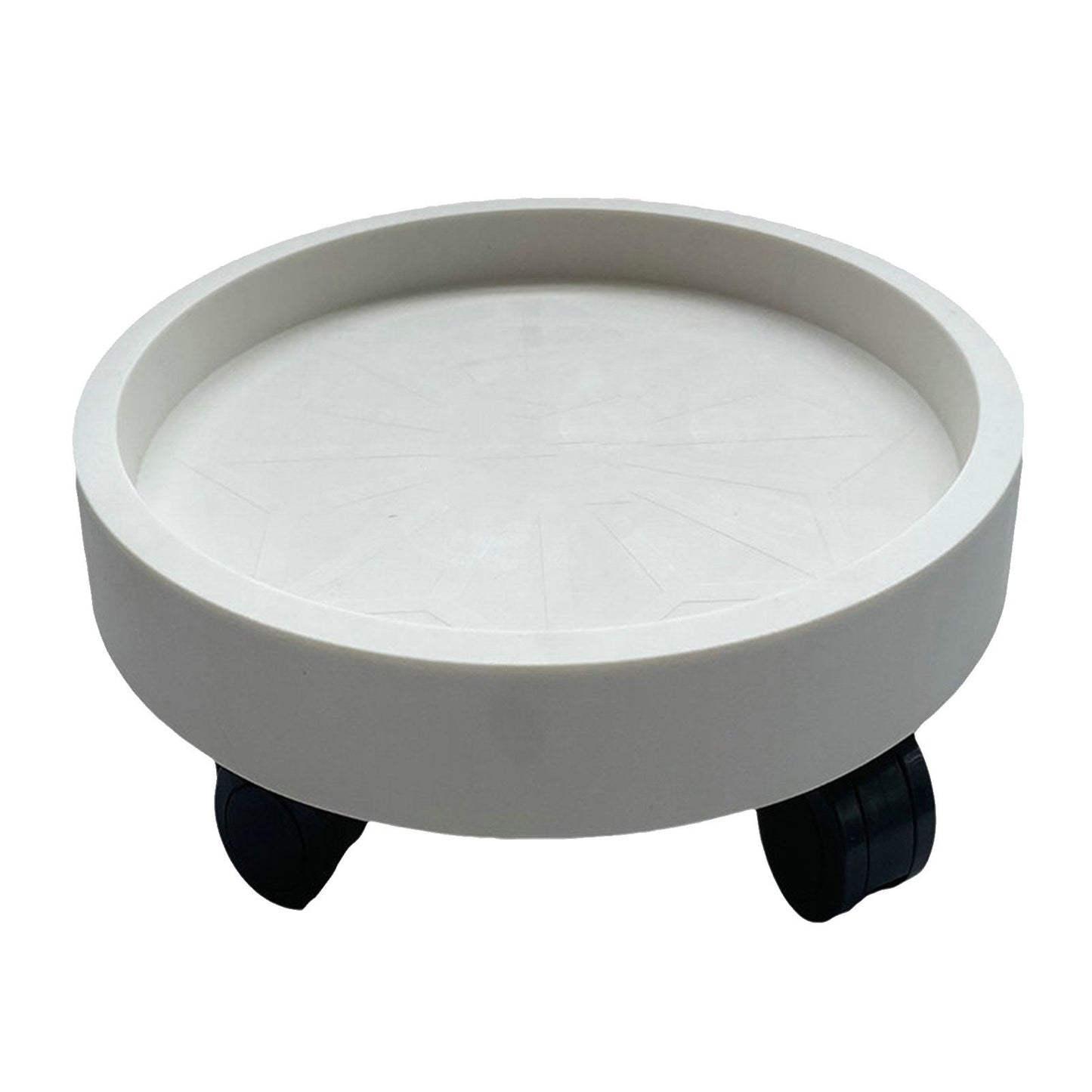 Flower Pot Tray Wheels Round Shape Removable Rotating Wheels Plant Stand for Balcony White 22