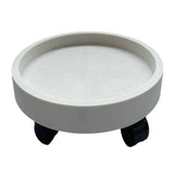 Flower Pot Tray Wheels Round Shape Removable Rotating Wheels Plant Stand for Balcony White 22