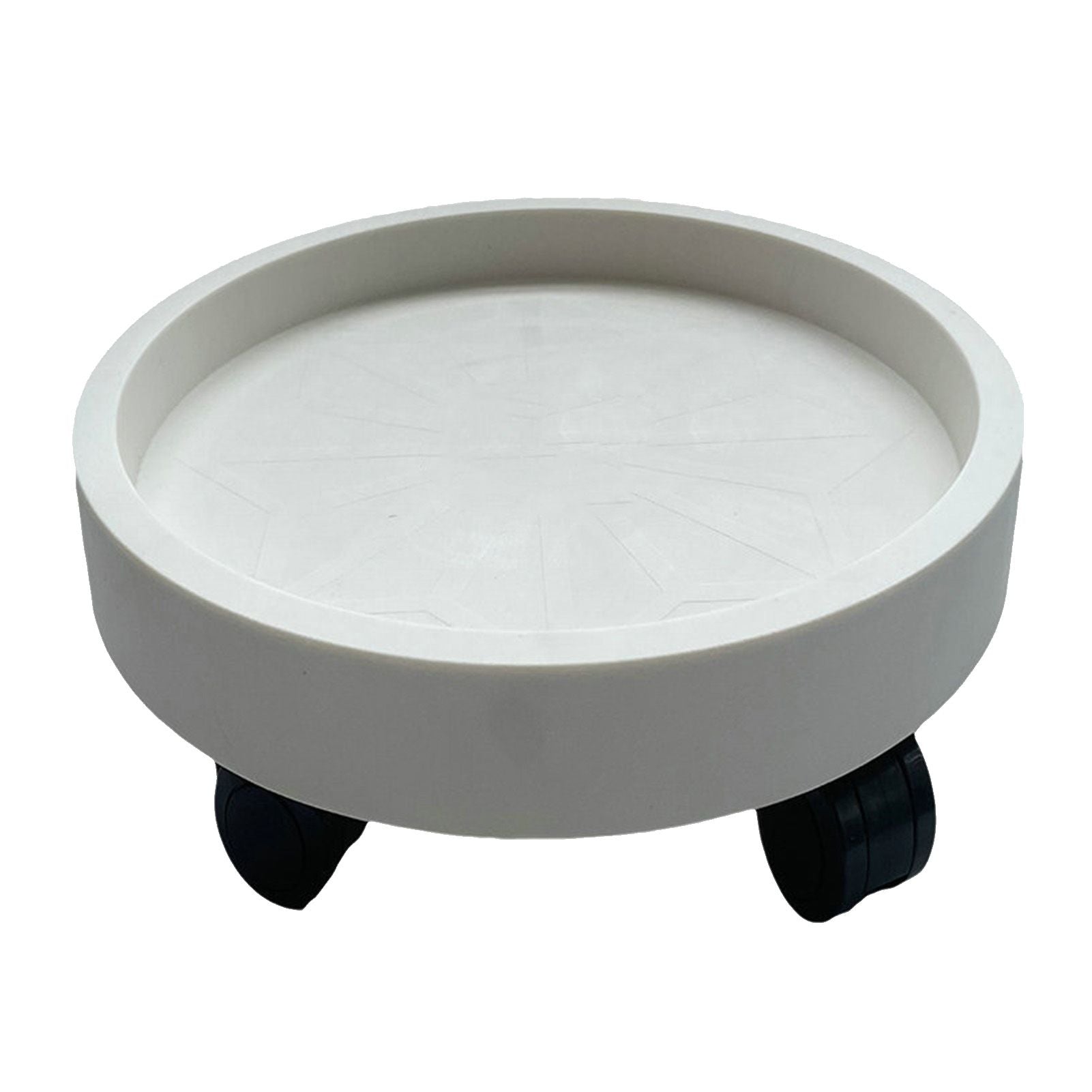 Flower Pot Tray Wheels Round Shape Removable Rotating Wheels Plant Stand for Balcony White 22
