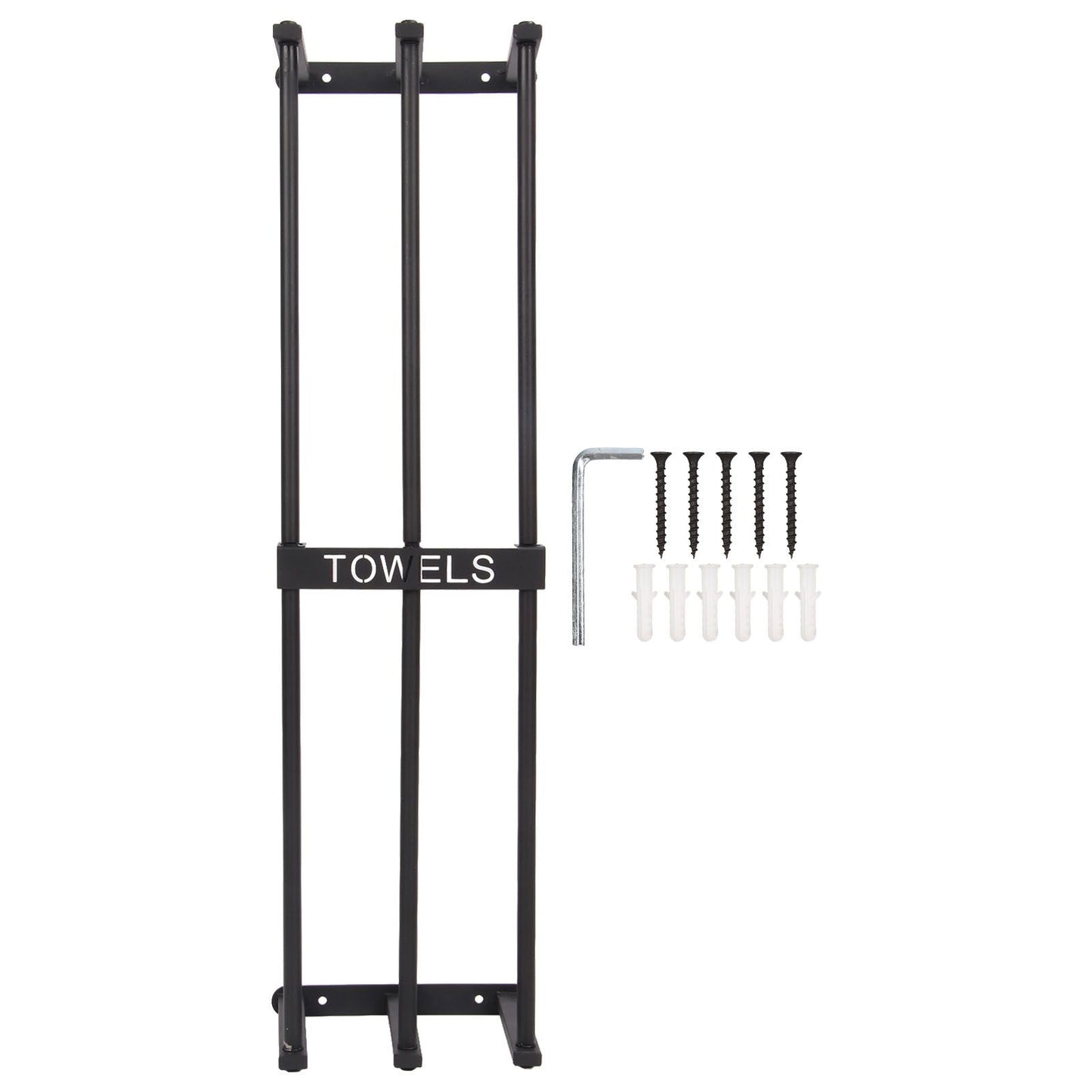 Bathroom Wall Towel Rack Wall Mounted 3 Bars Aluminum Alloy Rolled Towel Holder for Rolled Towels Black