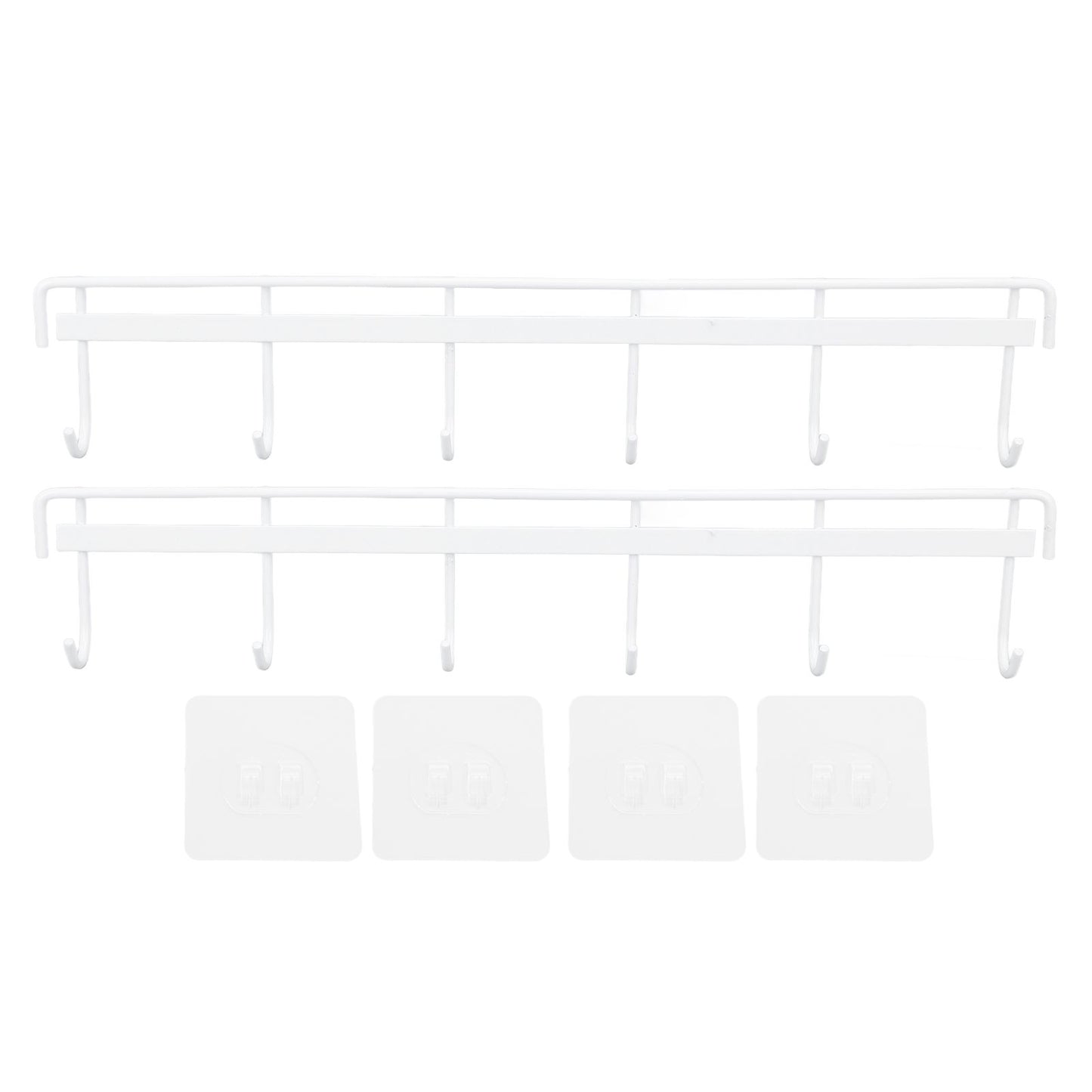 2pcs Wall Mounted Coat Rack Stainless Steel Wall Hanging Coat Hook Rail with 6 Hooks for Clothes Towel Hat 6 Hooks 2 White
