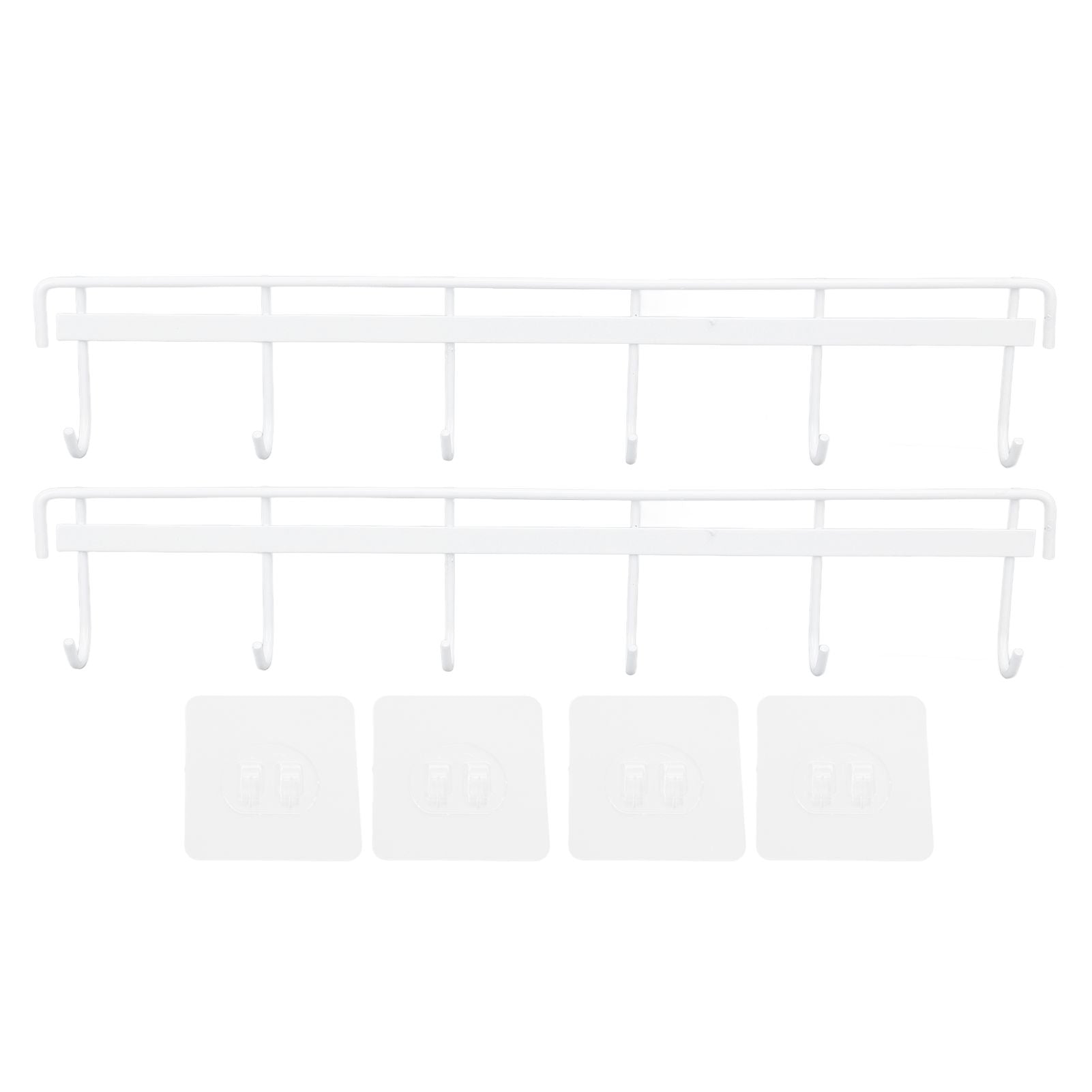 2pcs Wall Mounted Coat Rack Stainless Steel Wall Hanging Coat Hook Rail with 6 Hooks for Clothes Towel Hat 6 Hooks 2 White