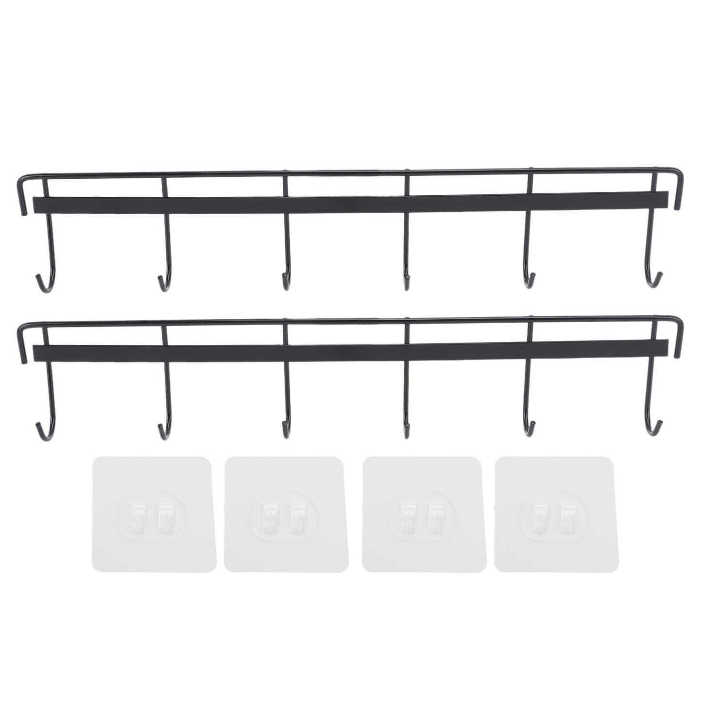 2pcs Wall Mounted Coat Rack Stainless Steel Wall Hanging Coat Hook Rail with 6 Hooks for Clothes Towel Hat 6 Hooks 2 Black