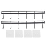 2pcs Wall Mounted Coat Rack Stainless Steel Wall Hanging Coat Hook Rail with 6 Hooks for Clothes Towel Hat 6 Hooks 2 Black