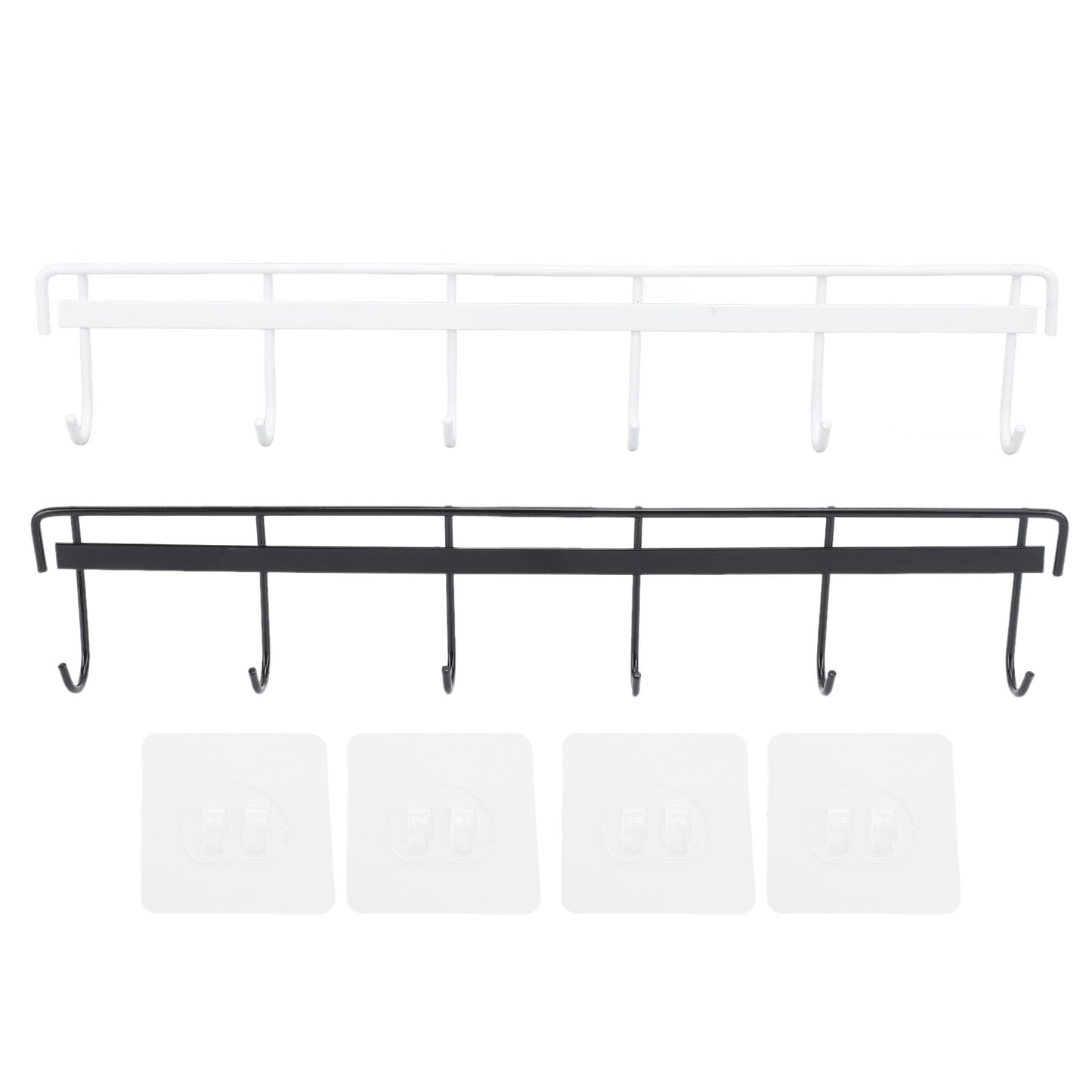 2pcs Wall Mounted Coat Rack Stainless Steel Wall Hanging Coat Hook Rail with 6 Hooks for Clothes Towel Hat 6 Hooks 1 Black 1 White