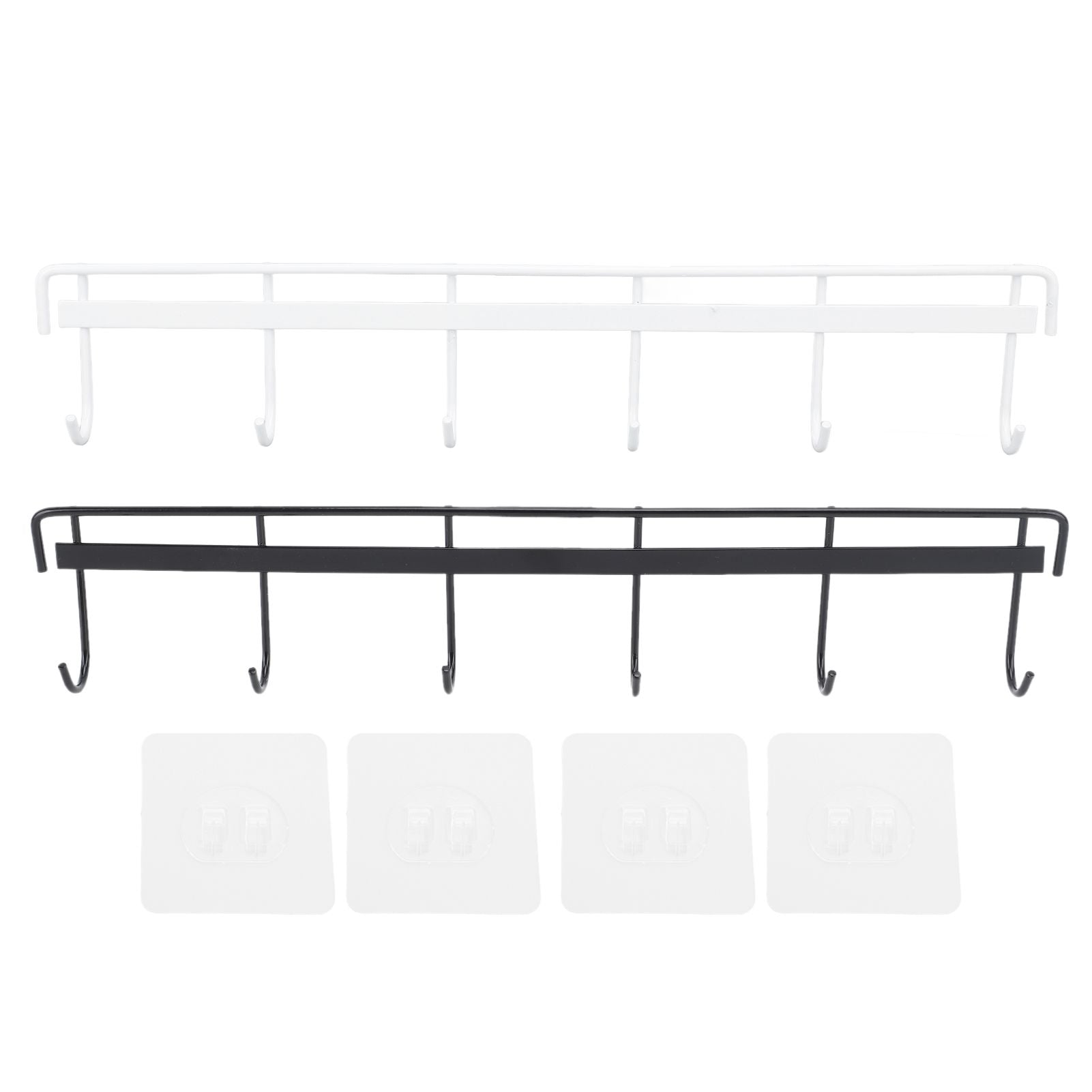 2pcs Wall Mounted Coat Rack Stainless Steel Wall Hanging Coat Hook Rail with 6 Hooks for Clothes Towel Hat 6 Hooks 1 Black 1 White