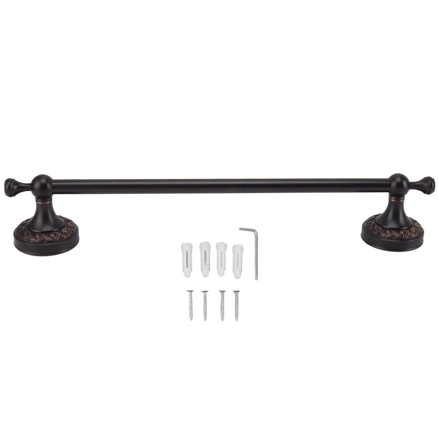 Towel Bar Copper Retro Space Saving 40CM Multifunctional Tilt Proof Single Towel Rack for Bathroom Accessories Black Antique