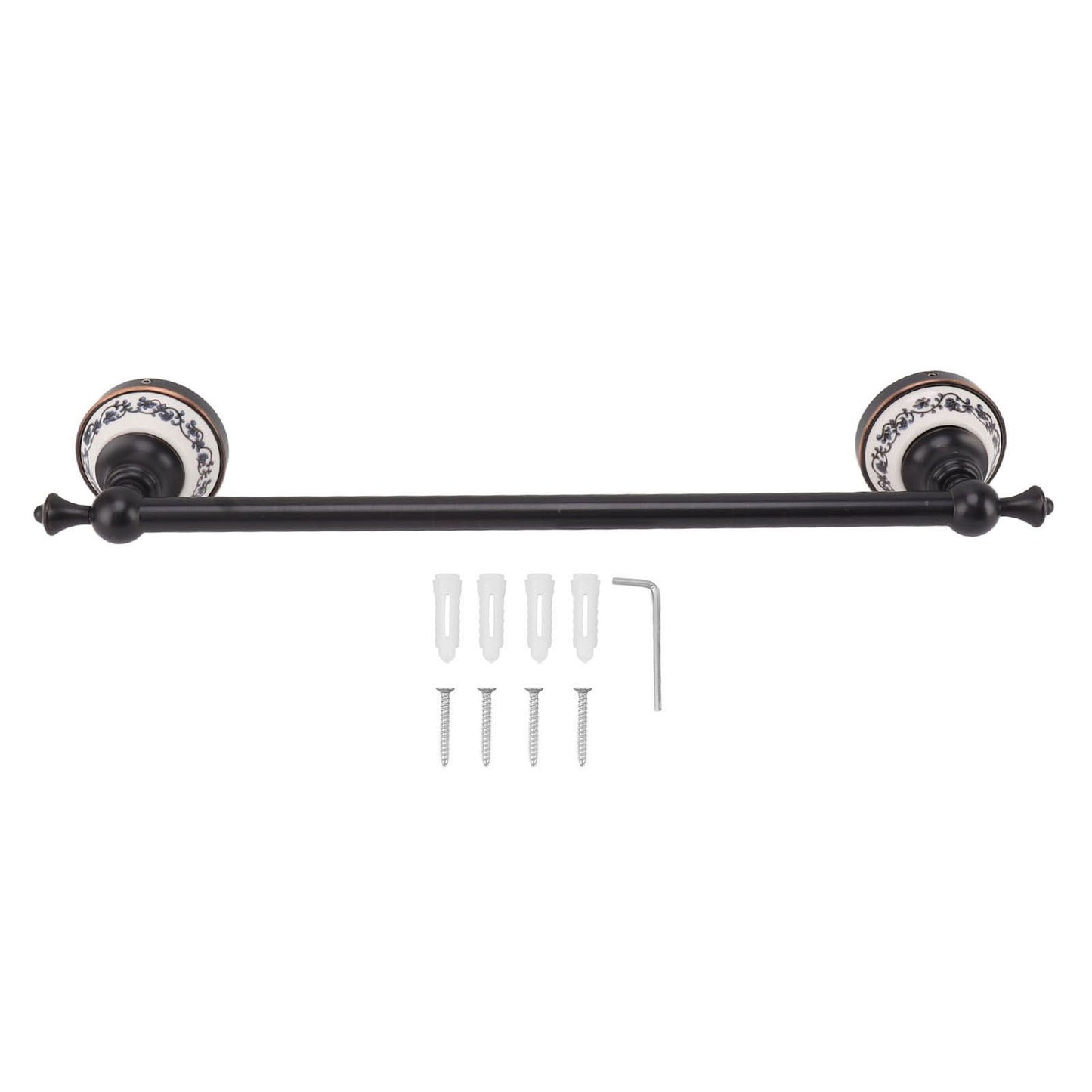 40.5cm Bathroom Towel Bar Copper Bath Towel Rack Single Towel Bar Wall Mounted Towel Holder European Style Black Antique