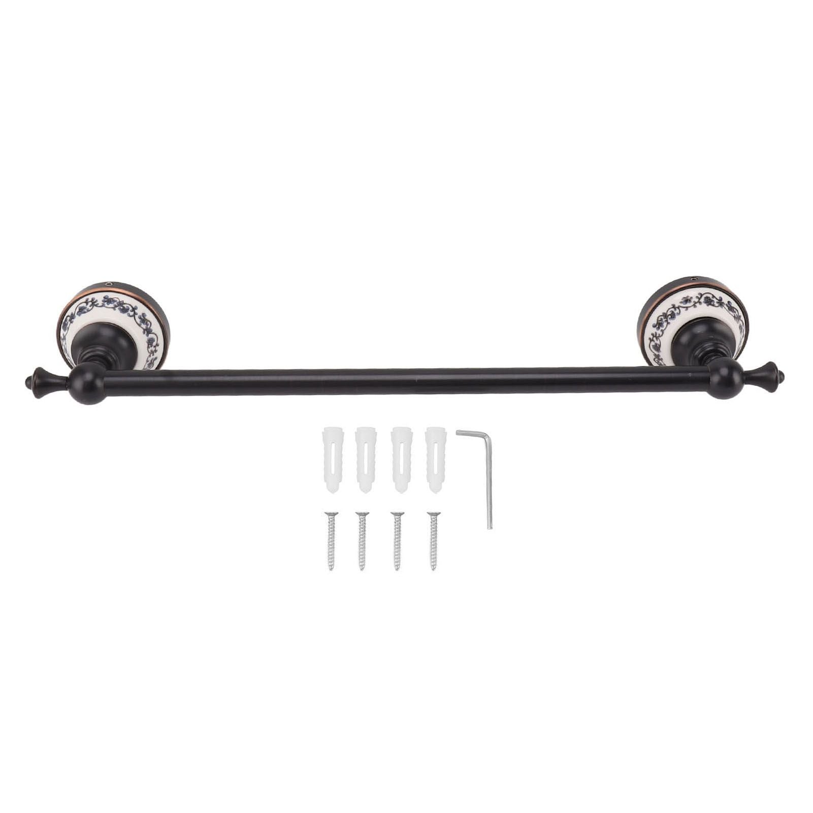 40.5cm Bathroom Towel Bar Copper Bath Towel Rack Single Towel Bar Wall Mounted Towel Holder European Style Black Antique