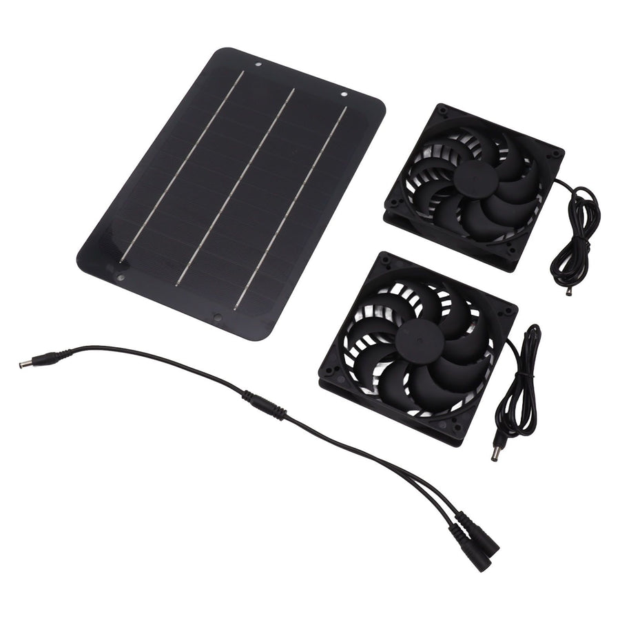 Solar Panel Fan Kit 10W Solar Powered Dual Fans for Chicken House Greenhouse Dog House With Protective Net